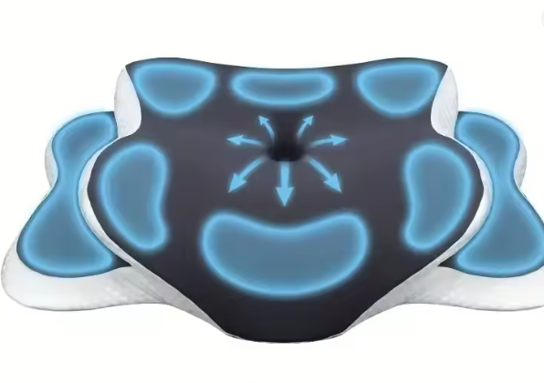 כרית ארגונומית לתמיכה בצוואר למי שישן על הגב על הבטן עם ציפית