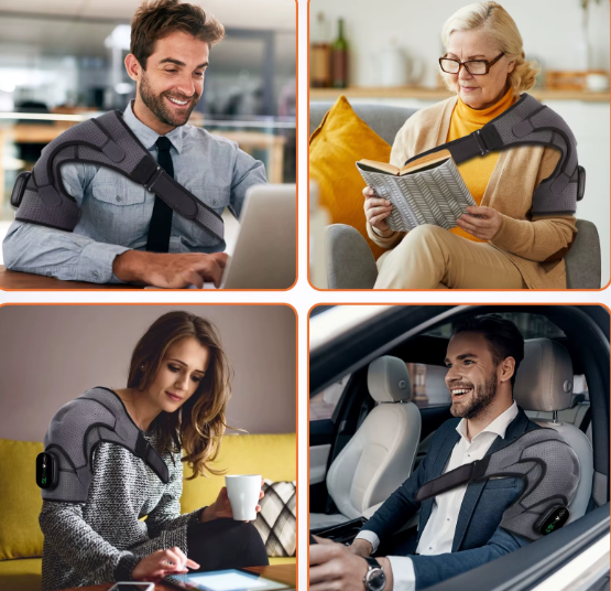 חגורת עיסוי כתפיים חשמלית + חימום ורטט ו3 מצבי עיסוי וחימום